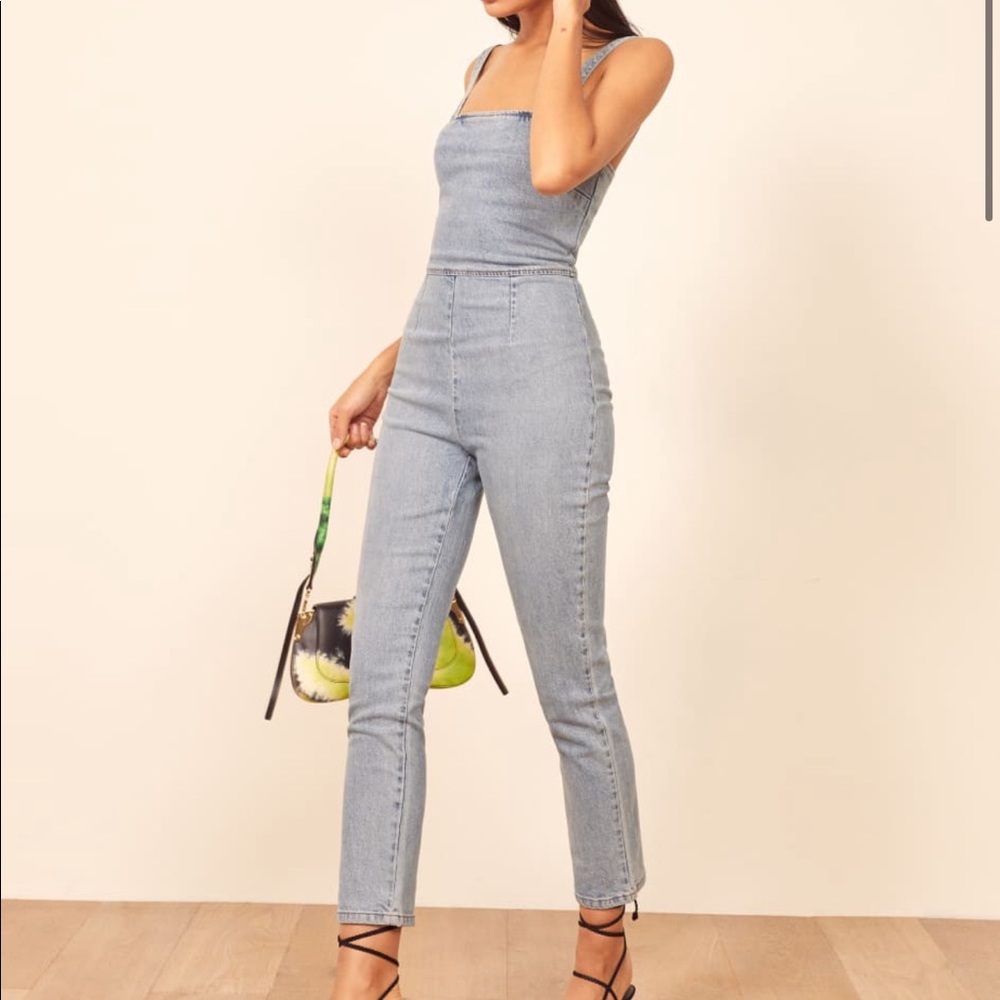NWT Reformation Miley Denim Jumpsuit